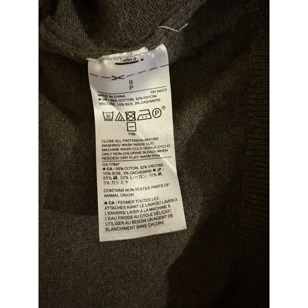 Banana Republic Sweater Mens Small GRAY 1/4 Zip Pullover Premium Luxe Yarn
